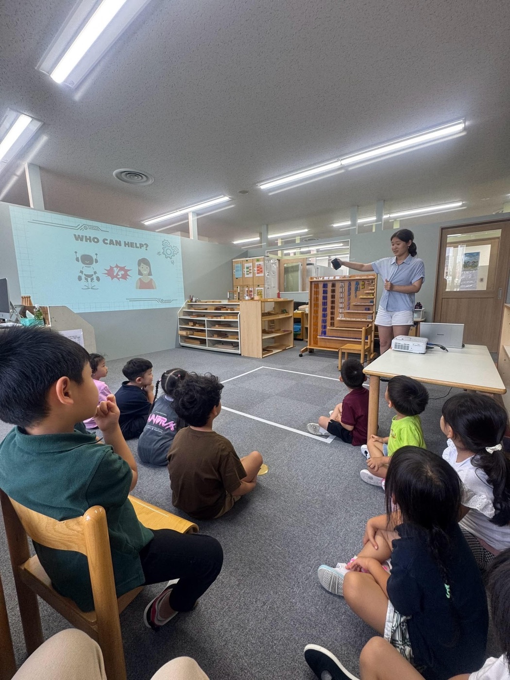 Sarah leading an AI literacy workshop for children at a local kindergarten